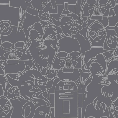 RoomMates Gray Star Wars™ Saga Line Sketches Peel & Stick Wallpaper