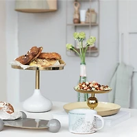 Hello Honey® 9.25" Cream Round Enameled Metal Pedestal