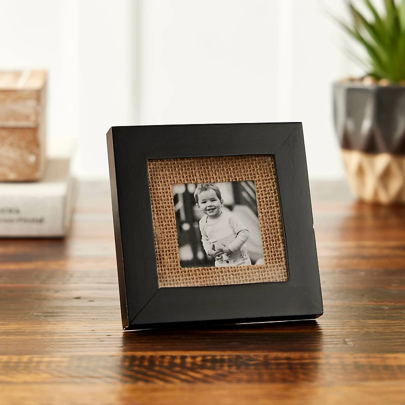 24 Pack: Black Mini Frame With Burlap Mat by Studio Décor®
