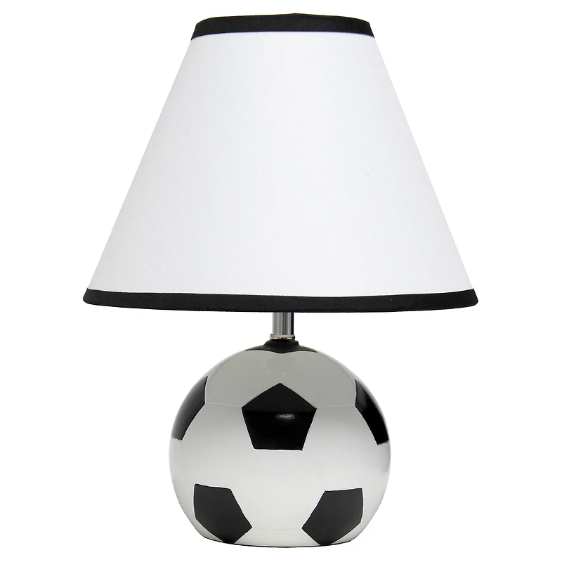 Simple Designs™ 11.5" Soccer Ball Base Table Lamp with White Shade Black Trim