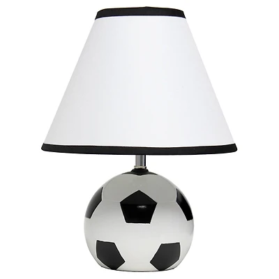 Simple Designs™ 11.5" Soccer Ball Base Table Lamp with White Shade Black Trim