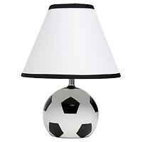 Simple Designs™ 11.5" Soccer Ball Base Table Lamp with White Shade Black Trim