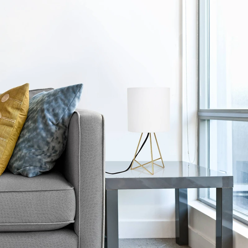 Simple Designs Gold & White Down to the Wire Table Lamp