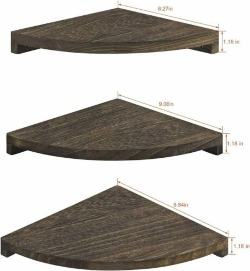 Brown Rustic Floating Corner Wall Shelf Set