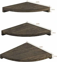 Brown Rustic Floating Corner Wall Shelf Set