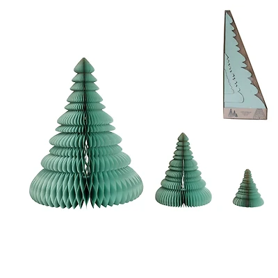 Hello Honey® Turquoise Handmade Recycled Paper Folding Honeycomb Tree Set with Glitter
