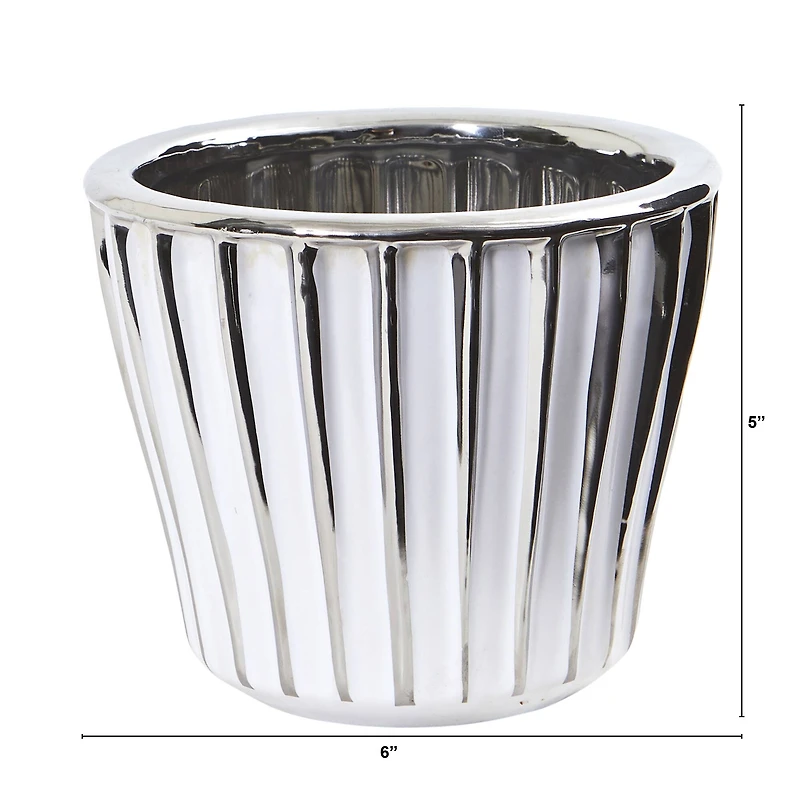 5" White Vase with Silver Trimming