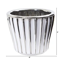 5" White Vase with Silver Trimming