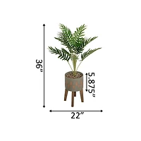 Flora Bunda® 3.15ft. Palm In Cement Planter On Wood Stand