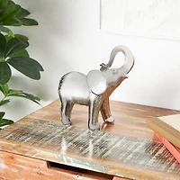 10" Silver Ceramic Elephant Standing Sculpture