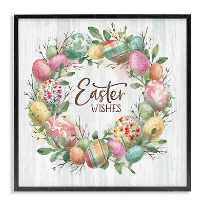 Stupell Industries Easter Wishes Wreath Framed Giclee Art