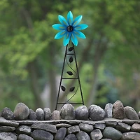 Glitzhome® 44" Metal Flower Wind Spinner Garden Stake
