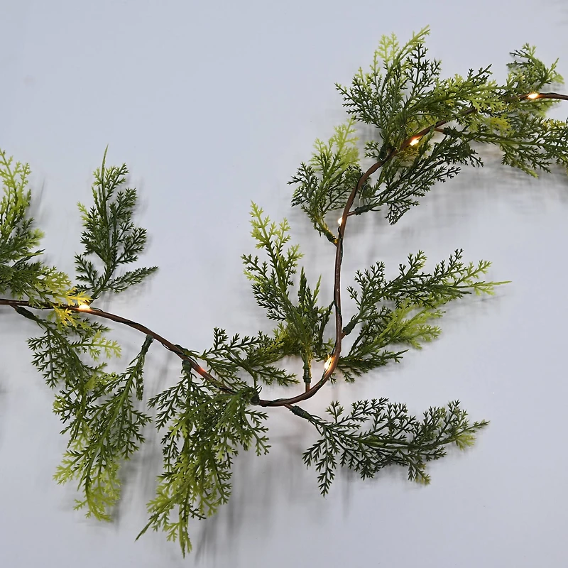 15ct. Warm White LED Pine Garland String Lights on Green Wire by Ashland®