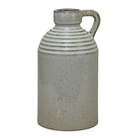 11.75" Cream Washed Rustic Ceramic Jug Vase