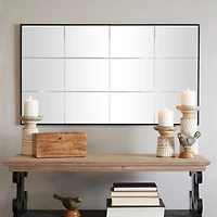 Black Metal Grid Style Panel Wall Mirror 23" x 1" x 40"