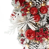 28" Battery-Operated Pre-Lit Flocked Decorated Artificial Swag