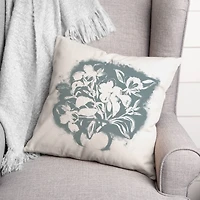 Blue Spray Paint Floral 18" x 18" Throw Pillow