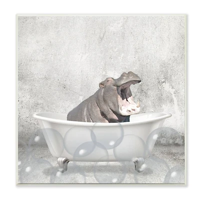 Stupell Industries Baby Hippo Bath Time Cute Animal Wall Plaque