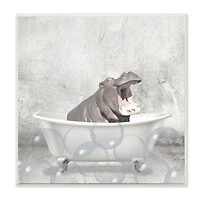 Stupell Industries Baby Hippo Bath Time Cute Animal Wall Plaque