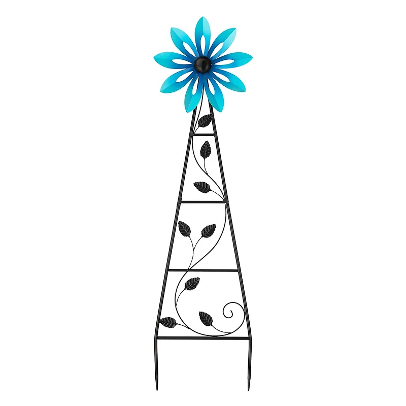 Glitzhome® 44" Metal Flower Wind Spinner Garden Stake