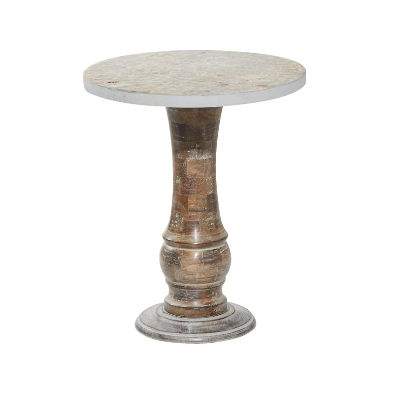 18" Gray Rustic Mango Wood Accent Table