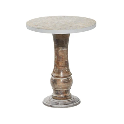 18" Gray Rustic Mango Wood Accent Table