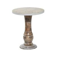 18" Gray Rustic Mango Wood Accent Table