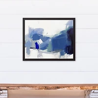 Abstracted Blues Canvas Wall Art in Black Frame