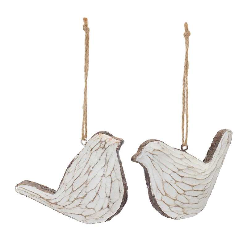 Carved Bird Ornament Set