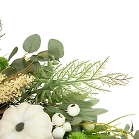 24" Peony & Pumpkin Artificial Fall Harvest Wreath