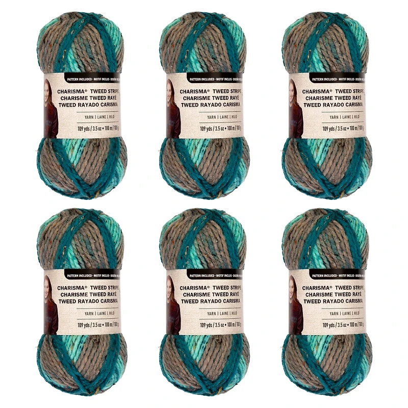6 Pack: Charisma™ Tweed Stripe Yarn by Loops & Threads