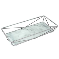 Home Details 15.7" Chrome Marble Agate Geometric Vanity Tray