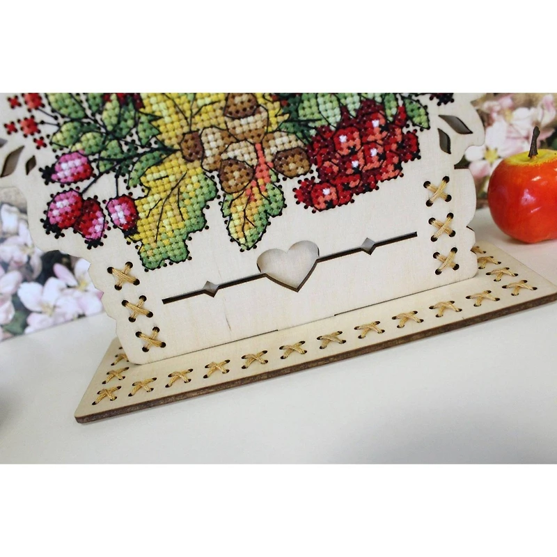 MP Studia Autumn Bouquet Cross Stitch On Wood Kit