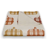 Plaid Pumpkins Coral Fleece Blanket