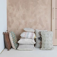 Hello Honey® 24" x 16" Botanical Embroidered & Printed Cotton Blend Lumbar Pillow