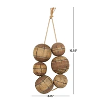 Distressed Brown Handmade Striped 6 Strung Buoy Wall Décor