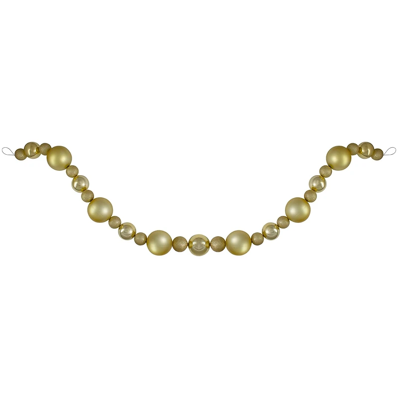 6ft. Vegas Gold 3-Finish Shatterproof Ball Christmas Garland