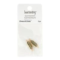 Gold & Natural Gray Oval Connectors, 21mm by Bead Landing™