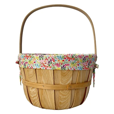 Floral Fabric Lined Chipwood Easter Basket by Ashland