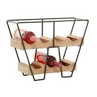 19" Brown Wood Industrial Wine Rack