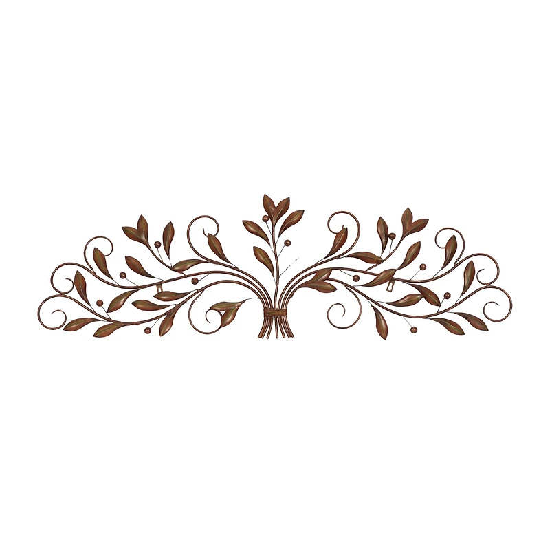 Brown Traditional Scroll & Leaf Metal Wall Accent