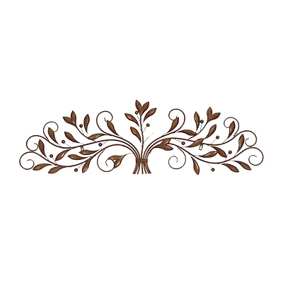 Brown Traditional Scroll & Leaf Metal Wall Accent