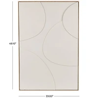 Beige Wooden Geometric Framed Wall Art with Abstract Circles and Brown Wooden Frame