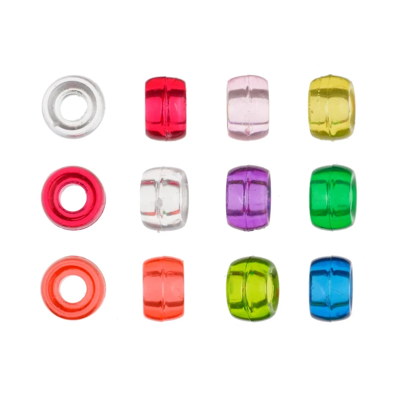 John Bead 6mm Assorted Transparent Plastic Mini Pony Beads, 1,000ct.