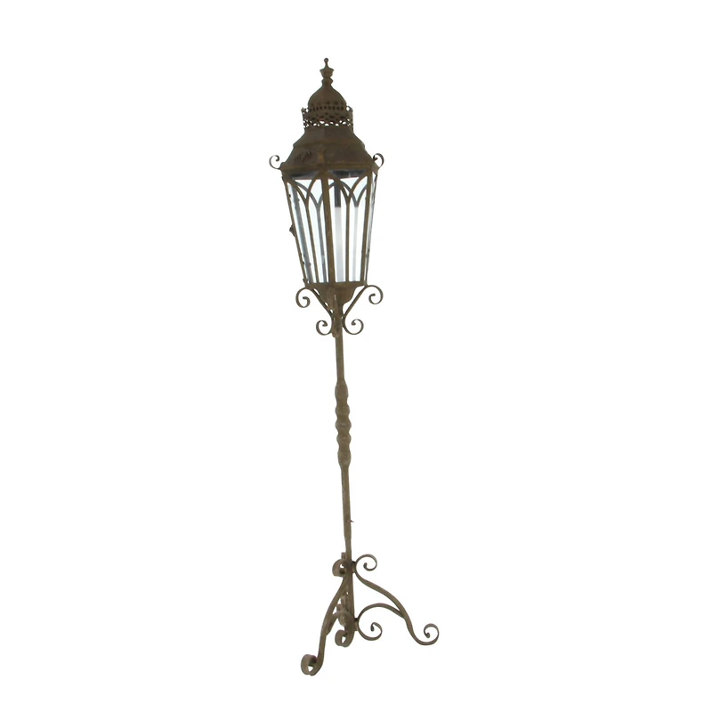 4.5ft. Brown Iron Rustic Candle Holder Lantern