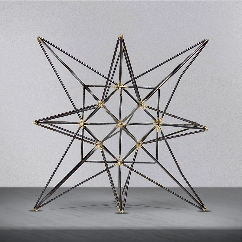 6" Gunmetal & Gold Metal Star Figurine