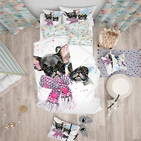 Designart 'Lovely Puppies with Neck Shawls