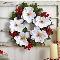 26" Magnolia, Pine & Berries Wreath