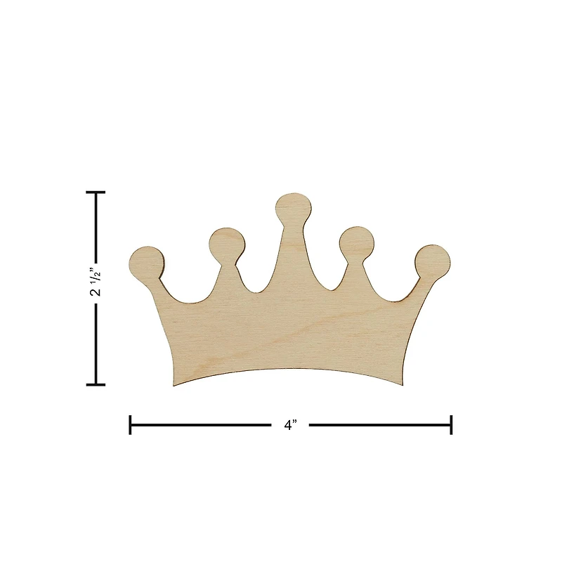 Essentials by Leisure Arts 24 Pack 3.94" x 2.25" Crown Flat Wood Shape