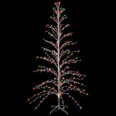 9ft. Pre-Lit Outdoor Cascade Twig Artificial Christmas Tree, Multicolor Lights